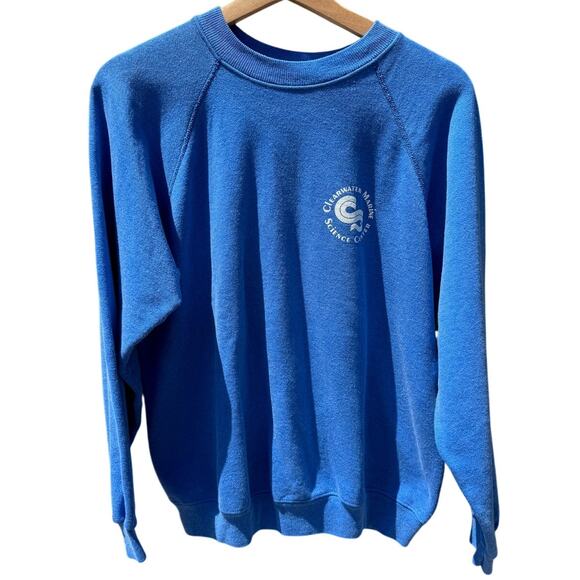 Clearwater Marine Science Center Vintage Blue Hanes Sweatshirt Men's Large - Picture 1 of 5